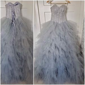 Sequin Poofy Ruffles Ball Gown gala wedding Dress